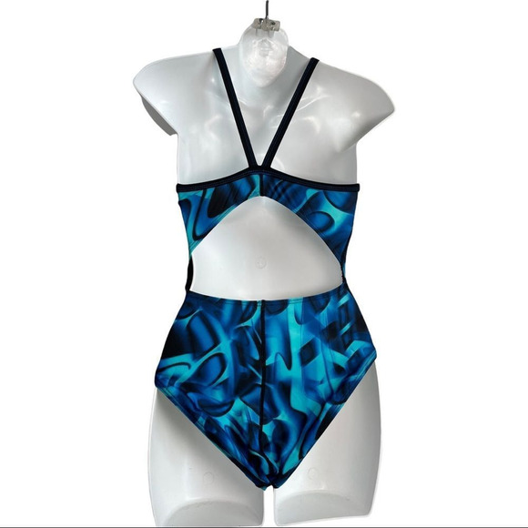 The Finals Competition One Piece Swimsuit Geometric Print XXS/30 Bright Blue - Picture 3 of 16